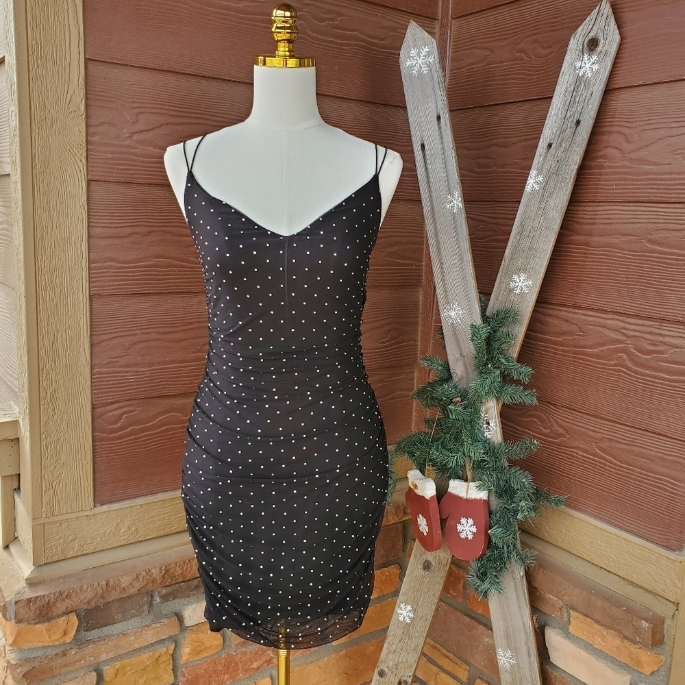Windsor Kylie Rhinestone Mesh Mini Dress Size Medium NWOT
